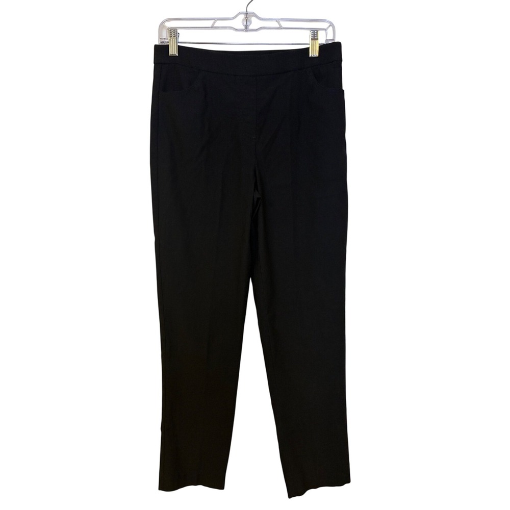 Alfred Dunner Black Pull On Straight Leg Pants Petite 6P Elastic Waist Career
